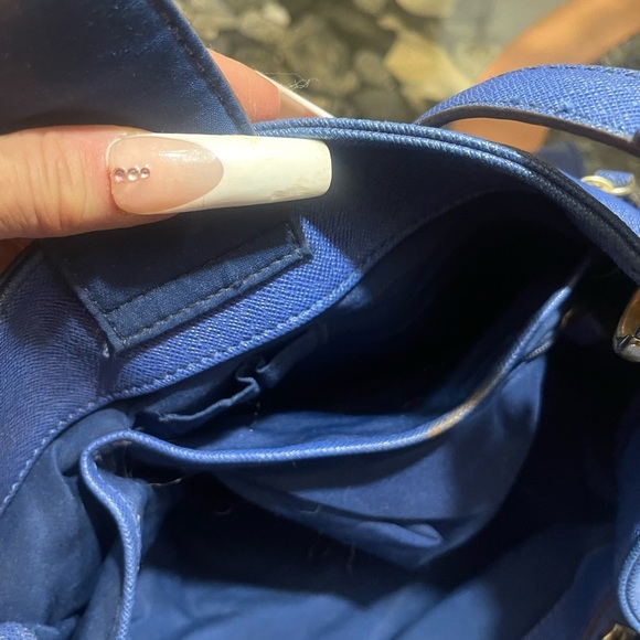 Liz Claiborne Royal Blue and Gold Shoulder tote Bag luxury vintage stylish purse - Picture 8 of 11